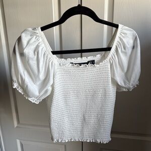 Sincerely Jules White Smocked Puff Sleeve Blouse